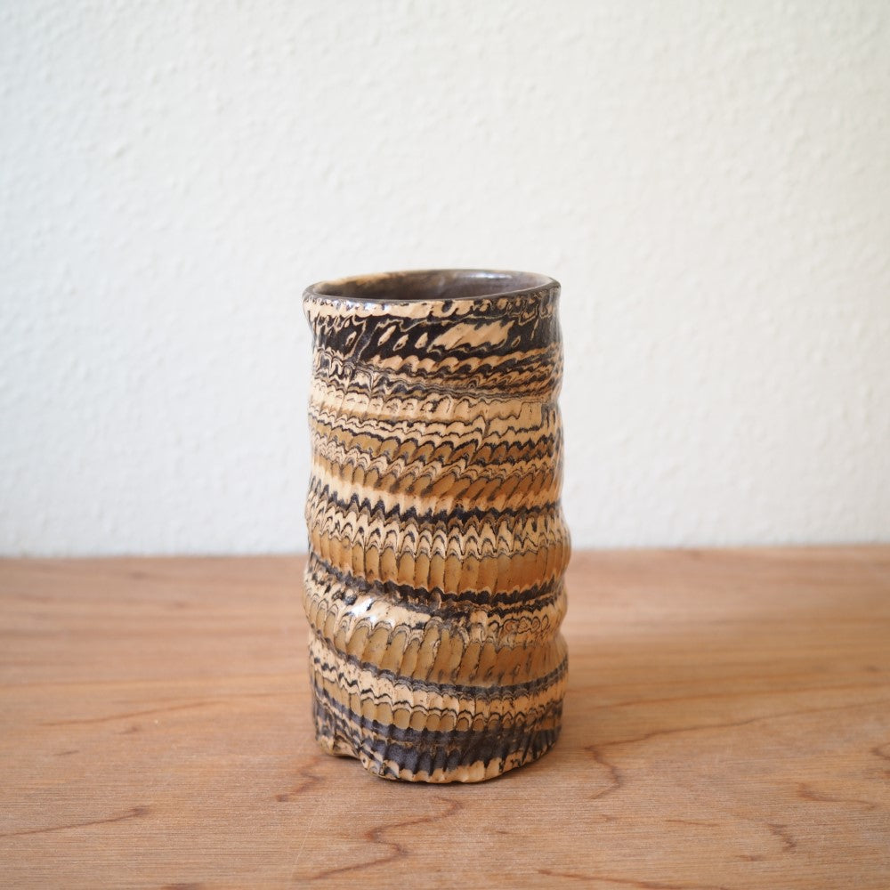 Cut agateware vase