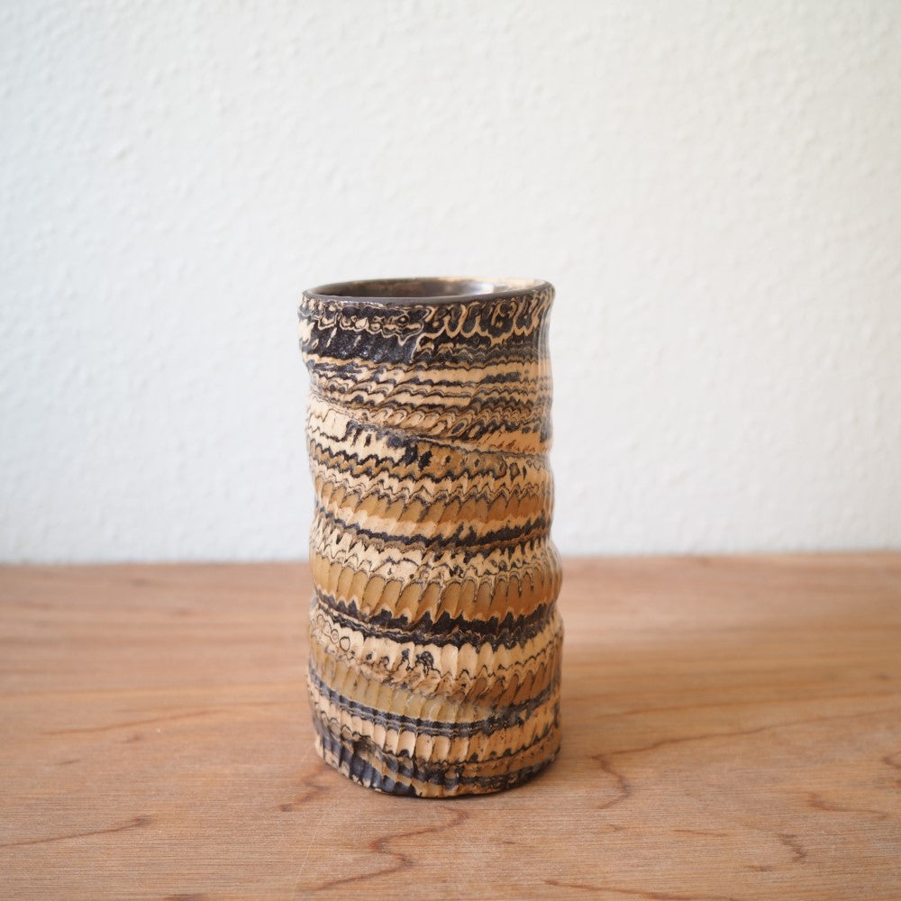 Cut agateware vase