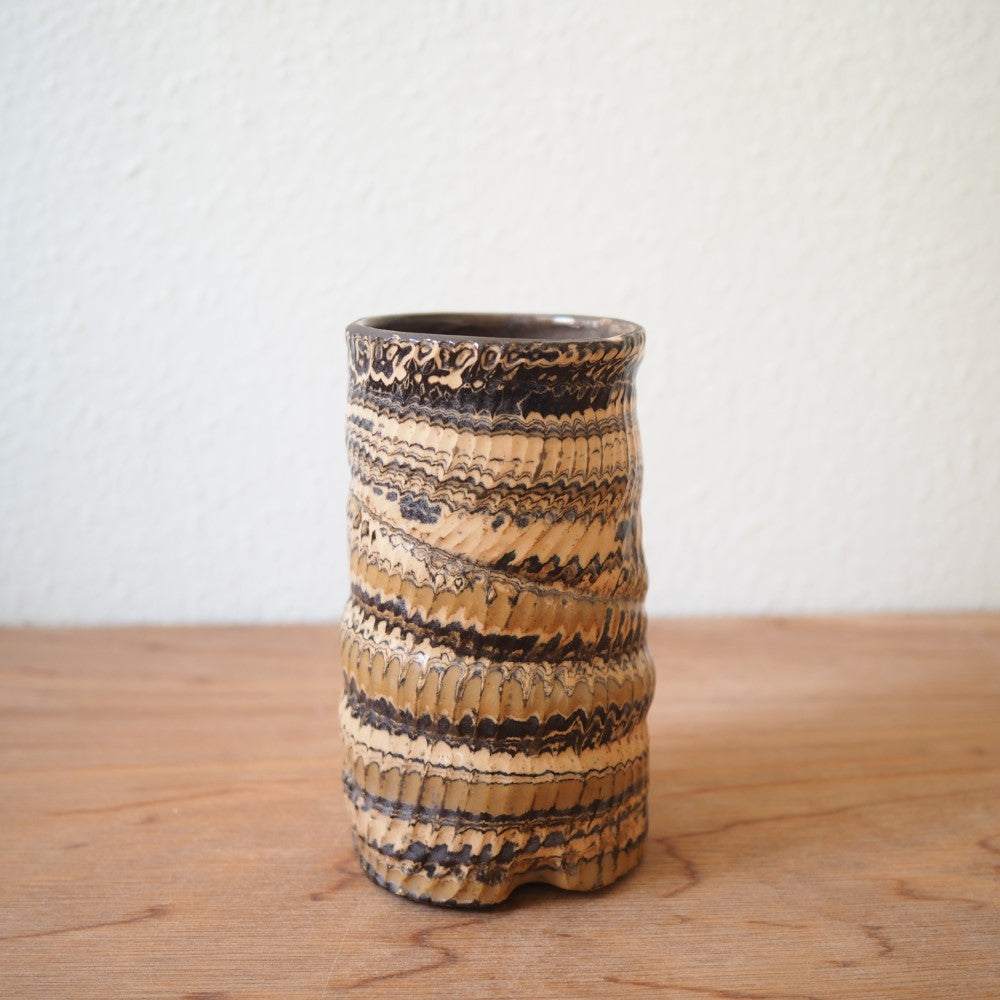 Cut agateware vase
