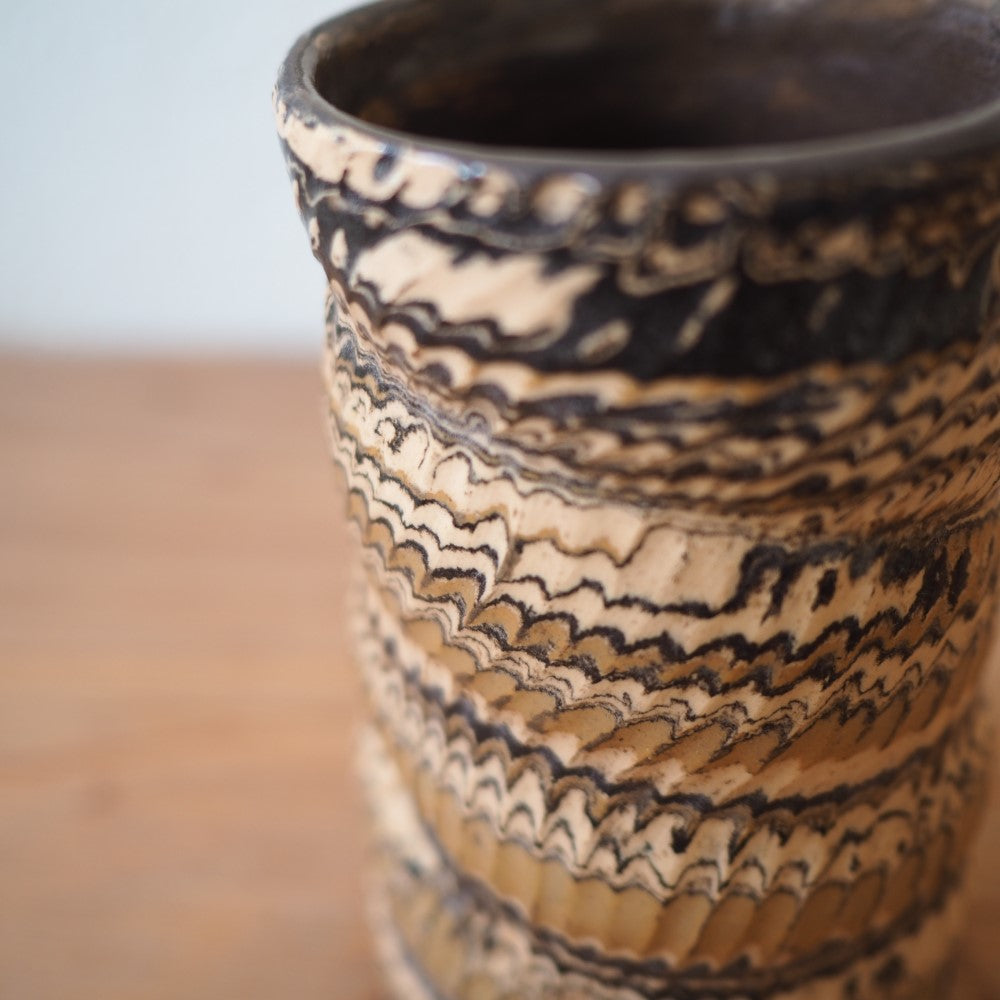Cut agateware vase