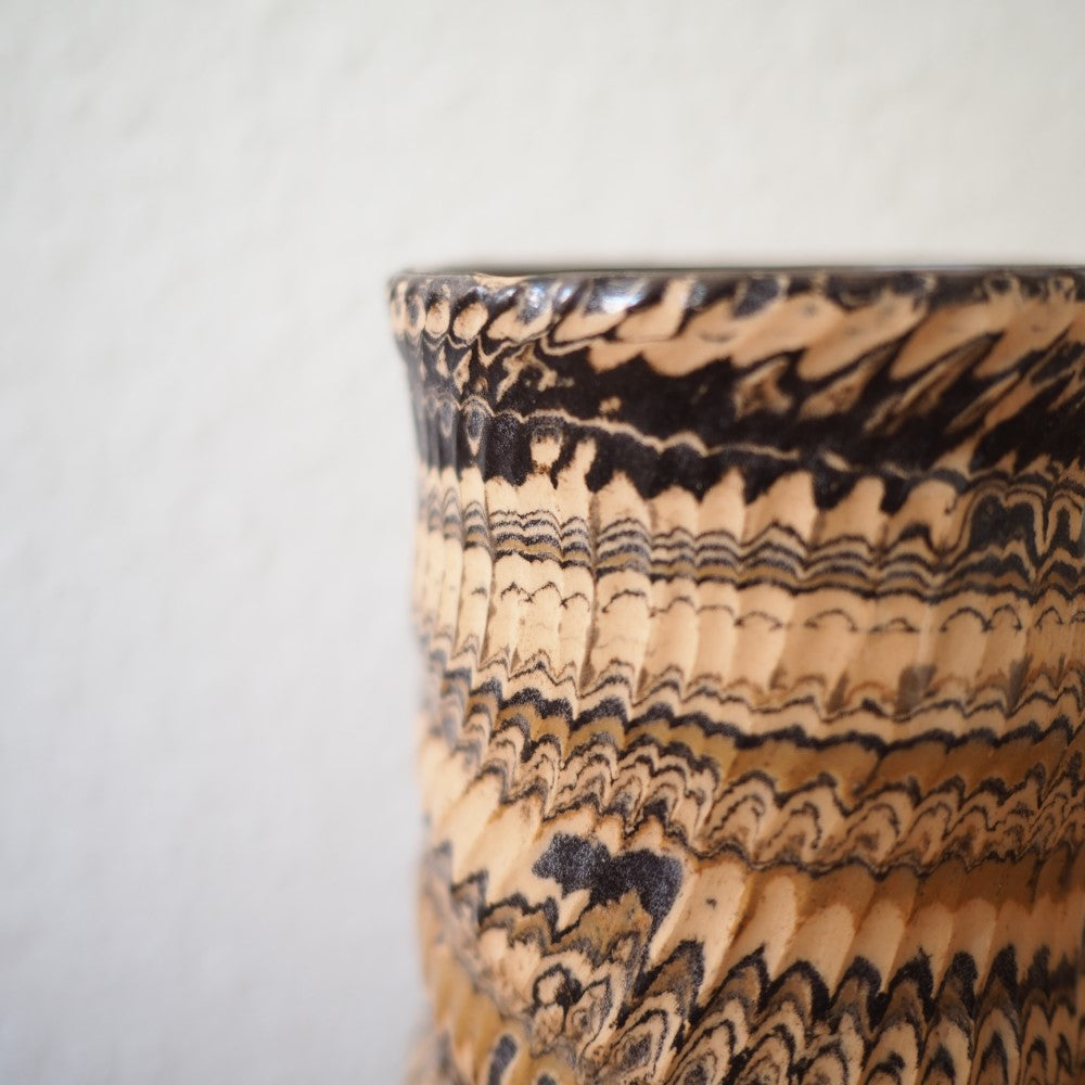Cut agateware vase