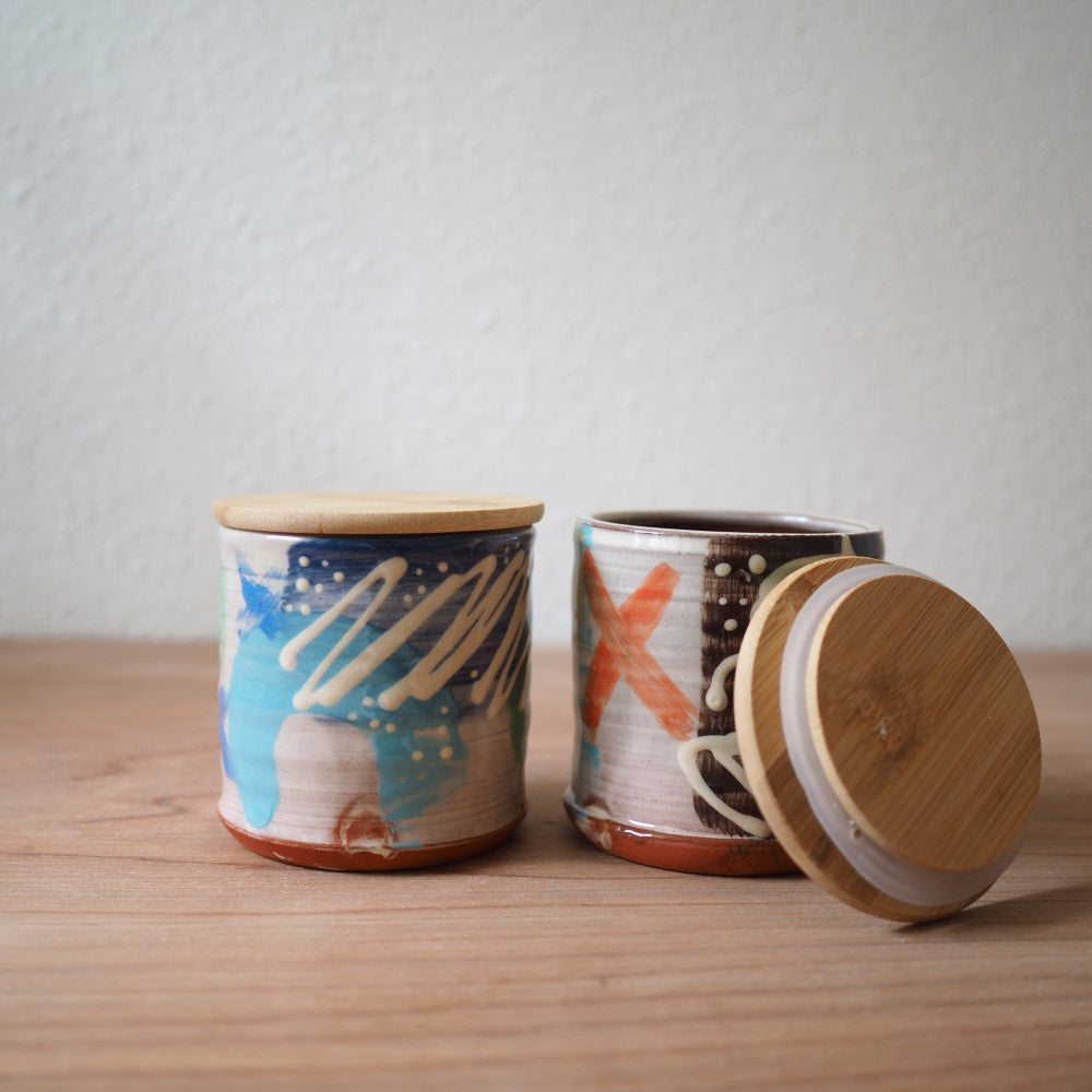 Lågkrukke med bambuslåg (flere varianter)