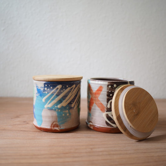 Lågkrukke med bambuslåg (flere varianter)